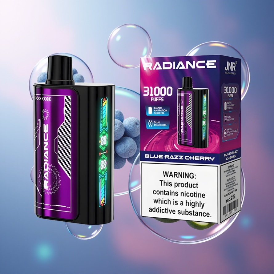 JNR Radiance 31000 Puffs Engångs Vape BLÅ HALLON (28ml, Dual Mesh, 950mAh, svensk grossist)