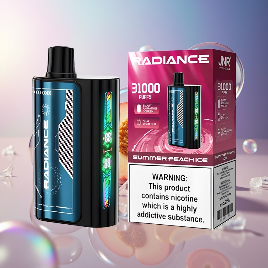 JNR Radiance 31000 Puffs Engångs Vape SOMMAR PERSIKA Is med svensk grossist, 28ml, Dual Mesh Coil, 950mAh