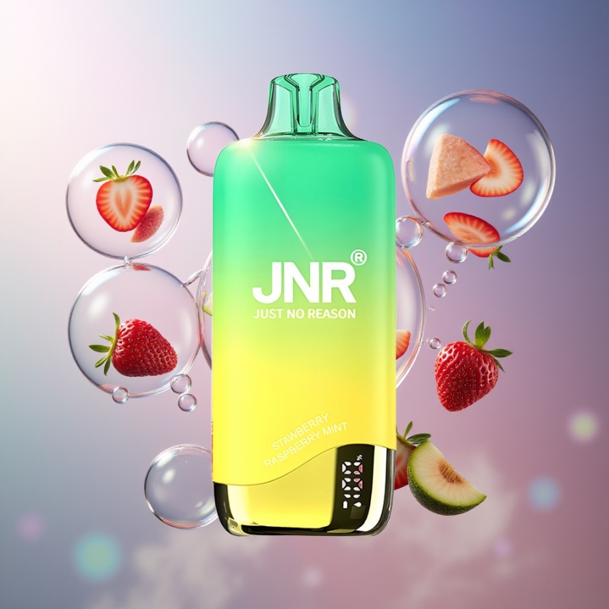 JNR Rainbow 10500 Puffs Engångs Vape Jordgubb Persikamynt 18ml USB-C svensk grossist