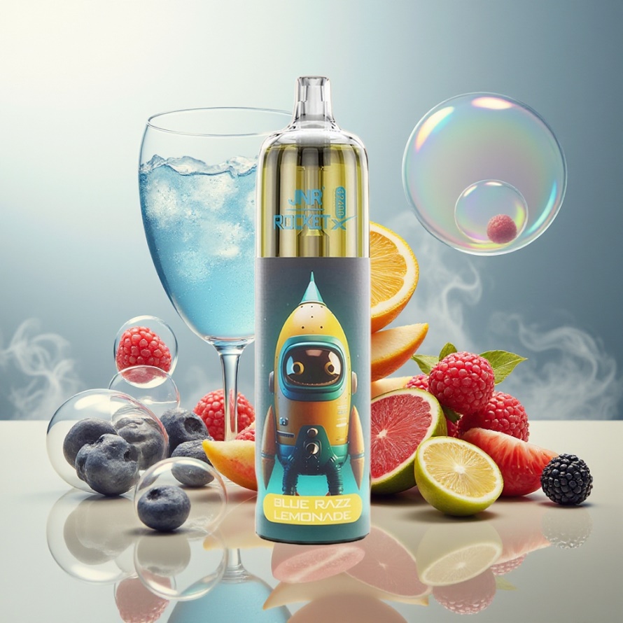 JNR Rocket-X 12400 PuffsEngångs Vape Blå Hallon Lemonad med Justerbar Luftflöde och RGB-belysning – Svensk Grossist