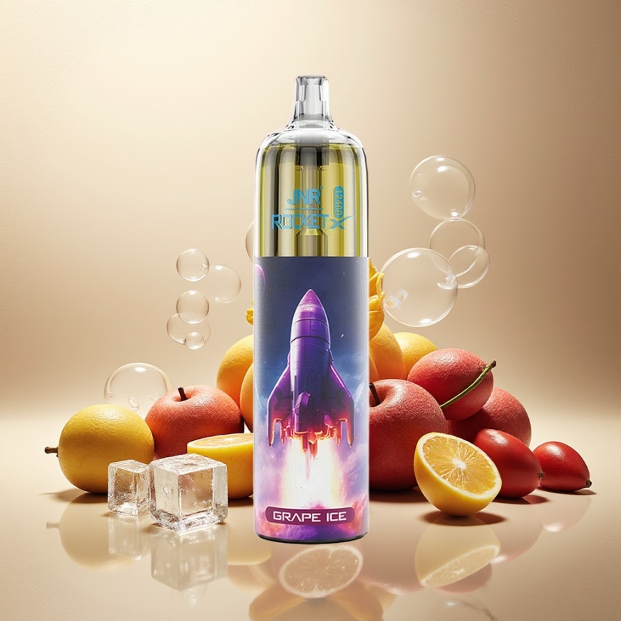 JNR Rocket-X 12400 PuffsEngångs Vape Druvis (Grape Ice) med Justerbart Luftflöde & RGB-belysning – Svensk Grossist