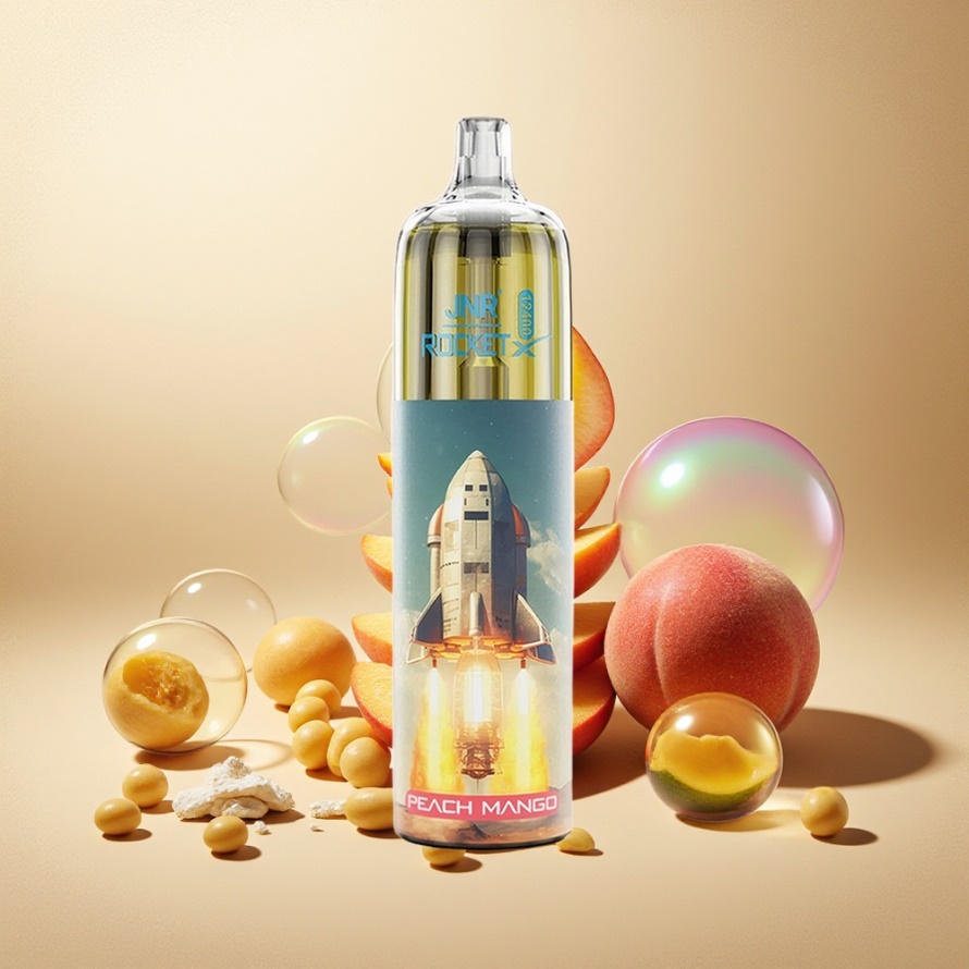 JNR Rocket-X 12400 PuffsEngångs Vape Persika Mango med Justerbar Luftflöde & RGB-belysning svensk grossist
