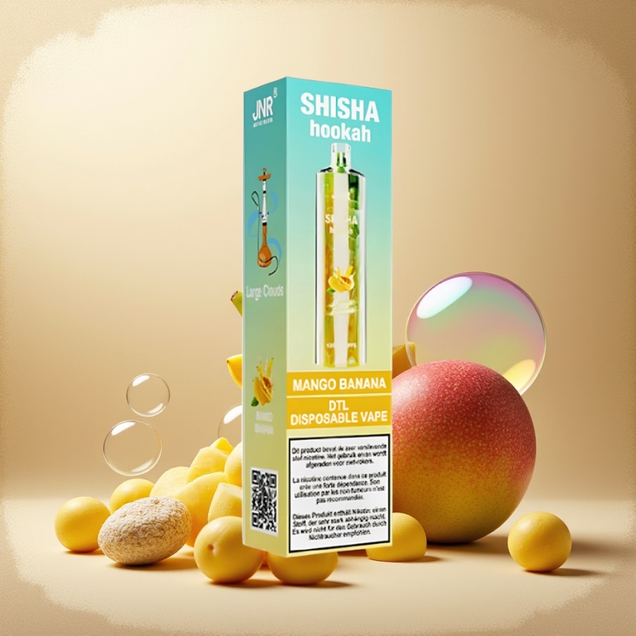 JNR Shisha Hookah 12000 PuffsEngångs Vape Mango Banan 750mAh Type-C Svensk Grossist