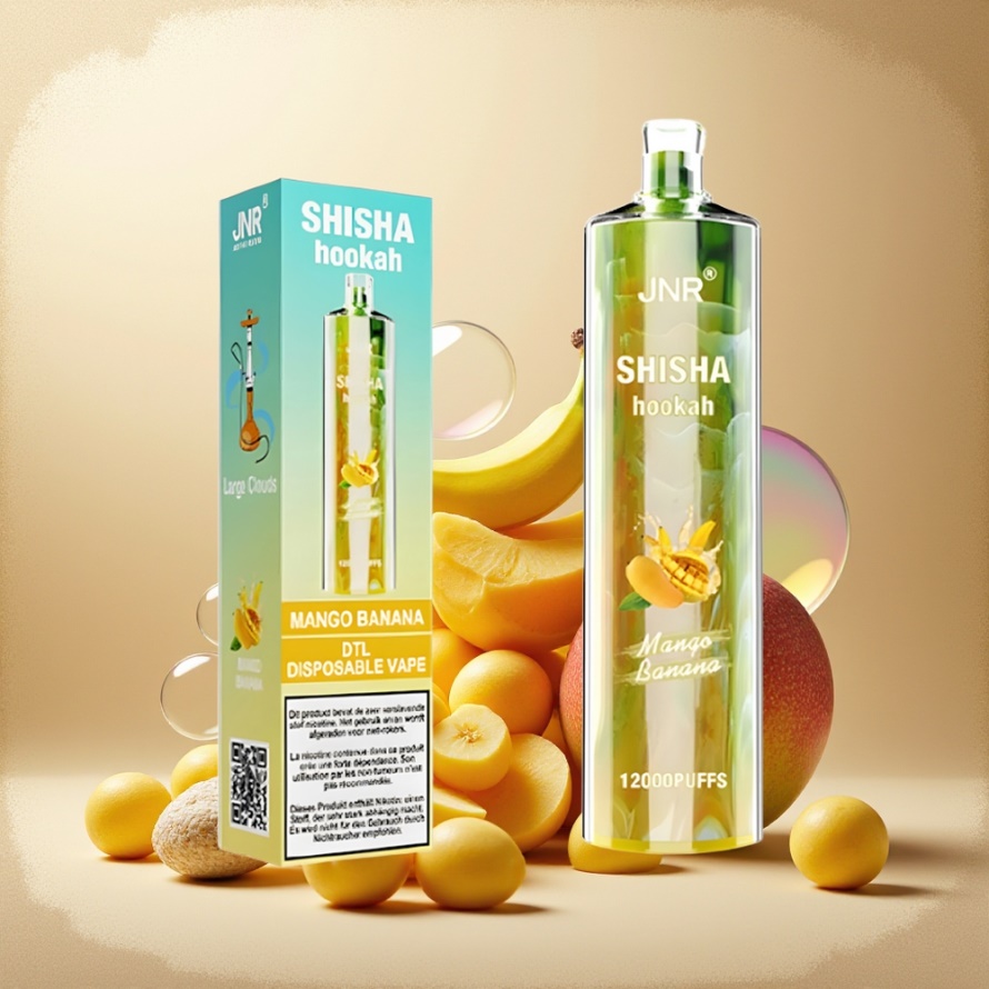 JNR Shisha Hookah 12000 PuffsEngångs Vape Mango Banan 750mAh Type-C Svensk Grossist