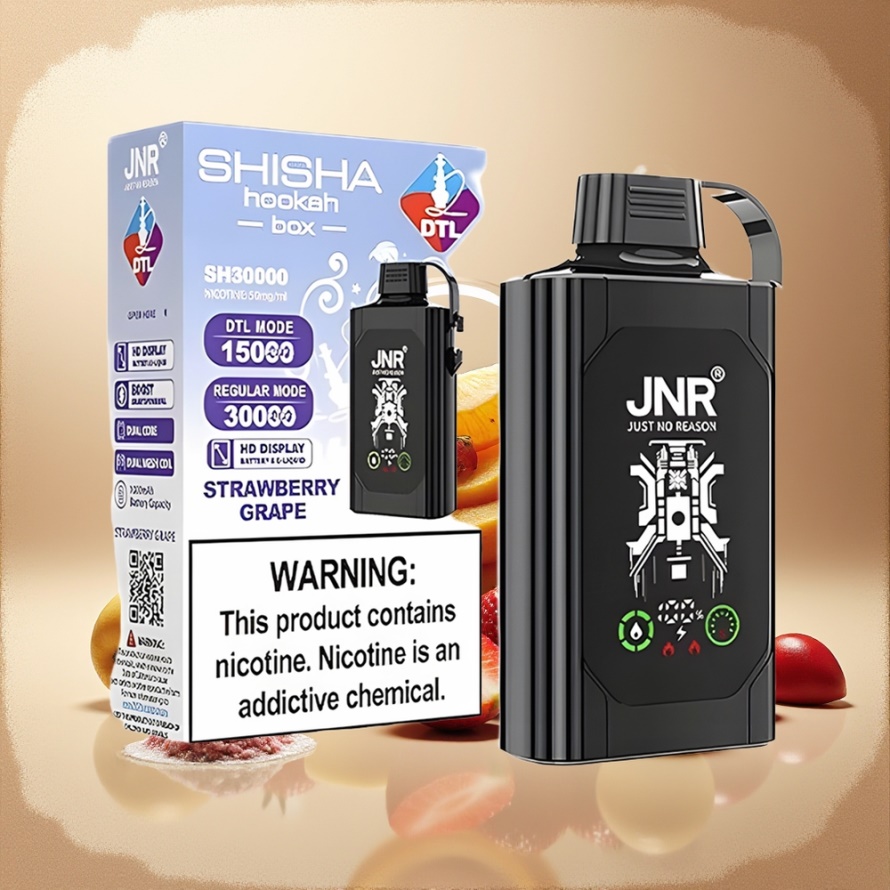 JNR Shisha Hookah Box 20500 PuffsEngångs Vape Jordgubb Druva HD Display 1000mAh 25ml Dual Mesh Coil Type-C svensk grossist