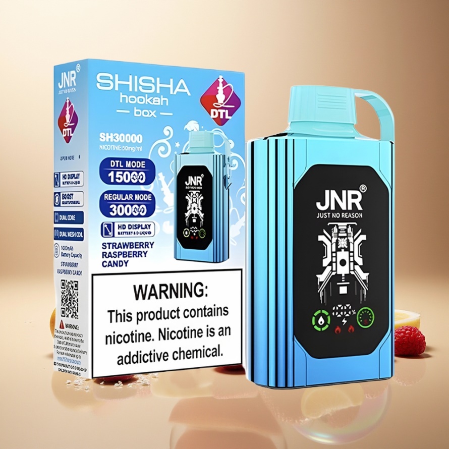 JNR Shisha Hookah Box 20500 PuffsEngångs Vape Jordgubb Hallon Godis HD Display 1000mAh 25ml Dual Mesh Coil Type-C svensk grossist