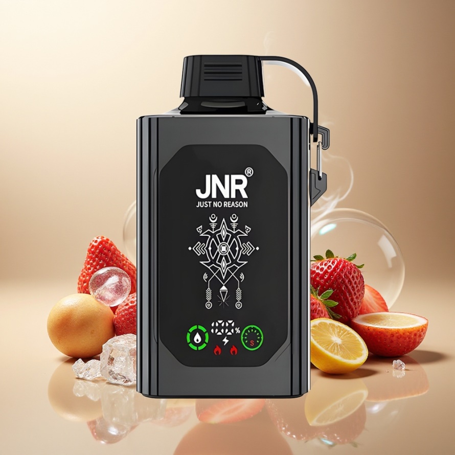 JNR Shisha Hookah Box 20500 PuffsEngångs Vape Jordgubb Is med HD Display, 1000mAh, 25ml, Dual Mesh Coil, Type-C, svensk grossist