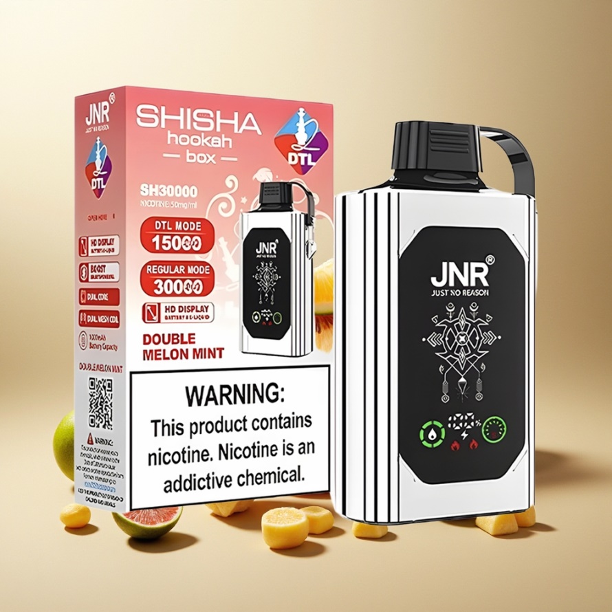 JNR Shisha Hookah Box 20500 Puffs Svensk GrossistEngångs Vape Dubbel Melon Mint HD Display 1000mAh Type-C 25ml Dual Mesh