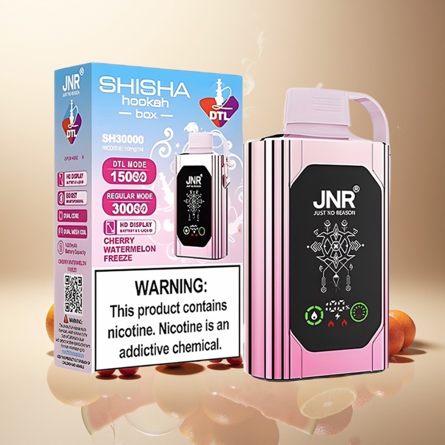 JNR Shisha Hookah Box 20500 Puffs Svensk GrossistEngångs Vape Körsbär Vattenmelon Frys HD Display 1000mAh 25ml Dual Mesh Coil Type-C 0%/2%/5% Nikotin