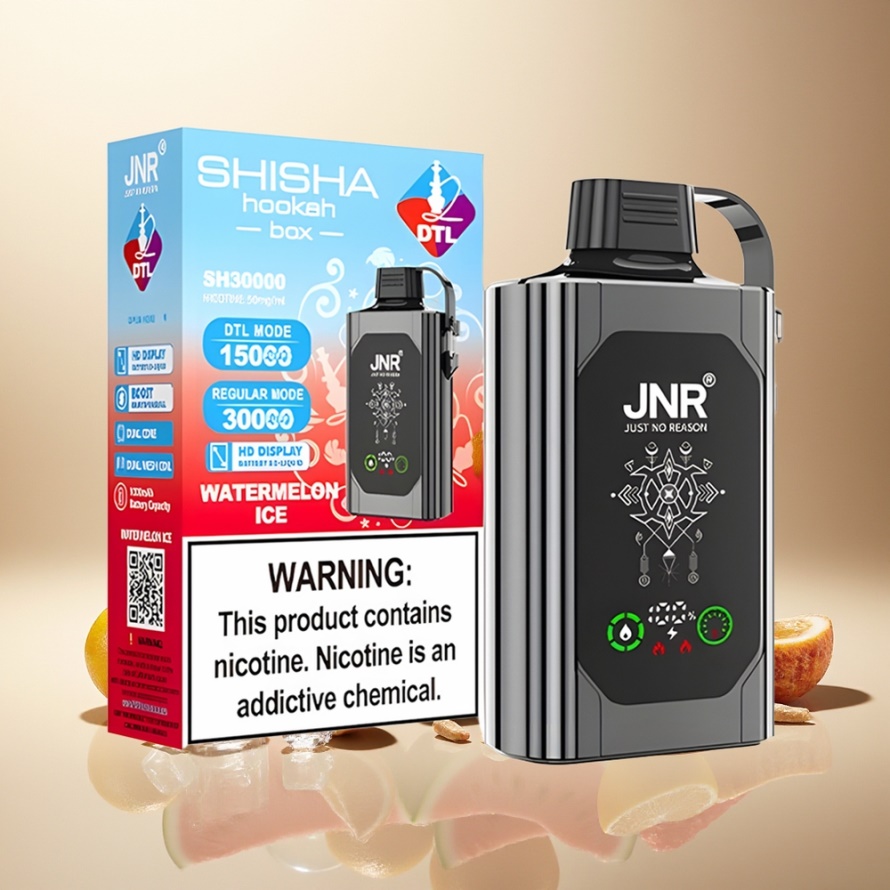 JNR Shisha Hookah Box 20500 Puffs Svensk Grossist Vattenmelon Is HD Display 1000mAh 25ml Dual Mesh Coil Type-C