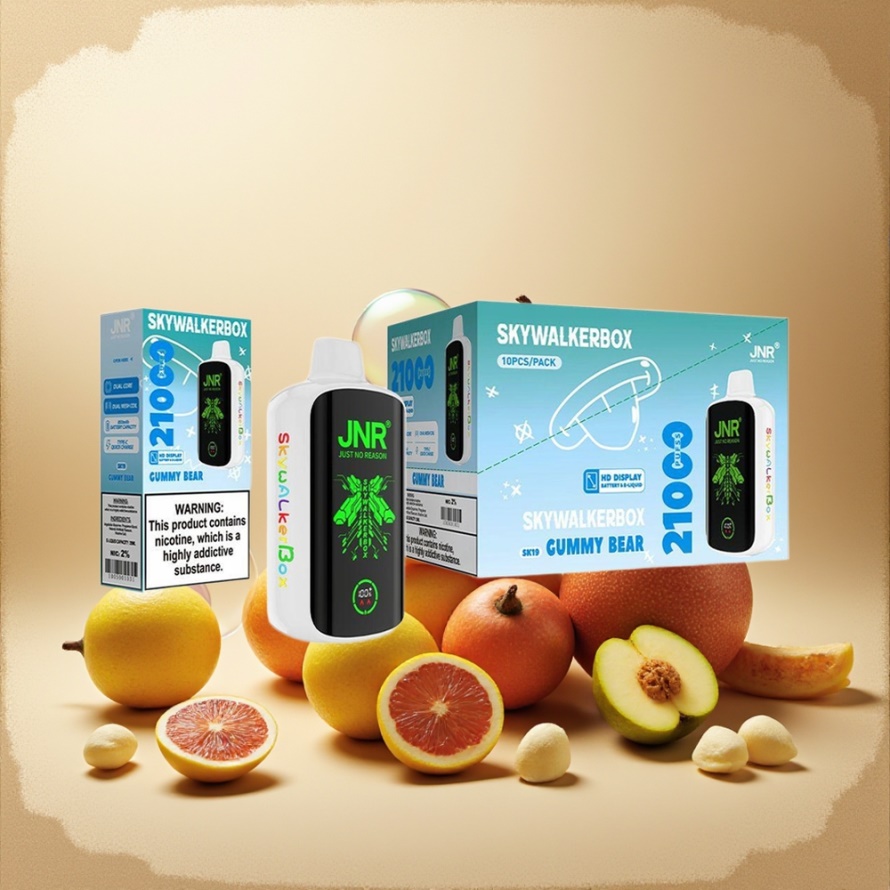 JNR Skywalker Box 21000 Puffs Svensk GrossistEngångs Vape Godisbjörn 850mAh Type-C 25ml Dual Mesh