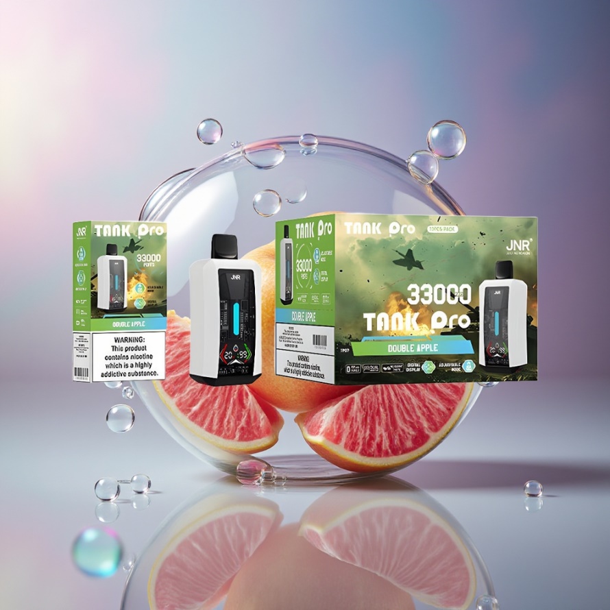 JNR Tank Pro 33000 Puffs Svensk Grossist Engångs Vape Dubbel Äpple med 28ml e-Liquid och Digital Display