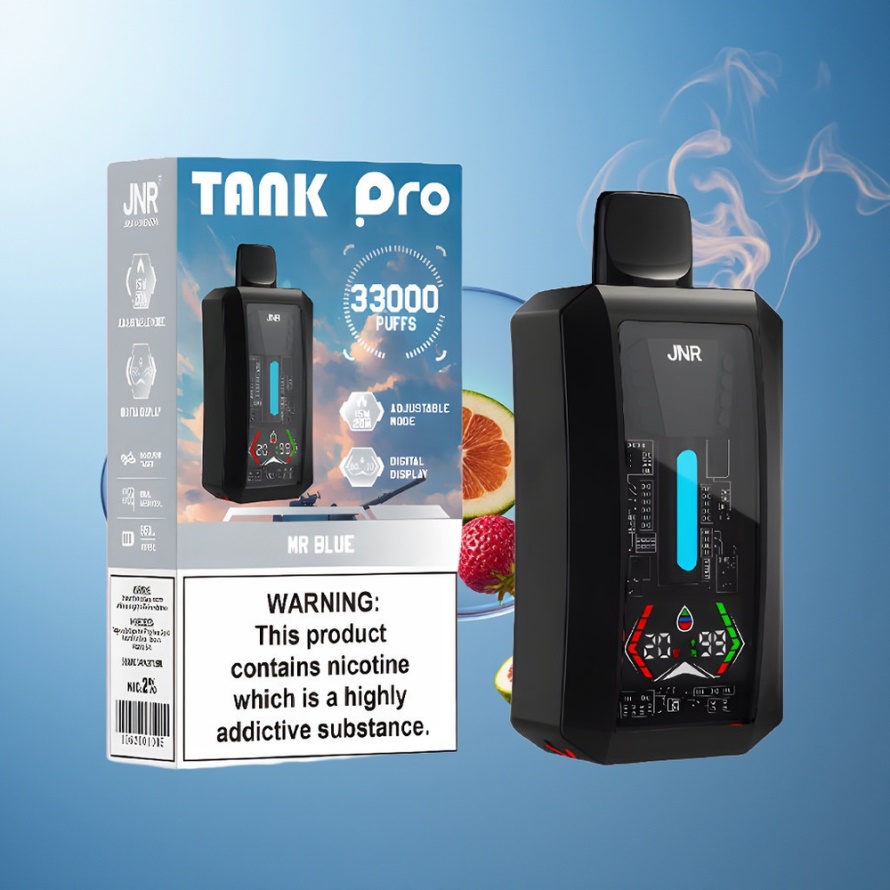 JNR Tank Pro 33000 Puffs Svensk Grossist Engångs Vape Herr Blå med 28ml e-Liquid & Digital Display