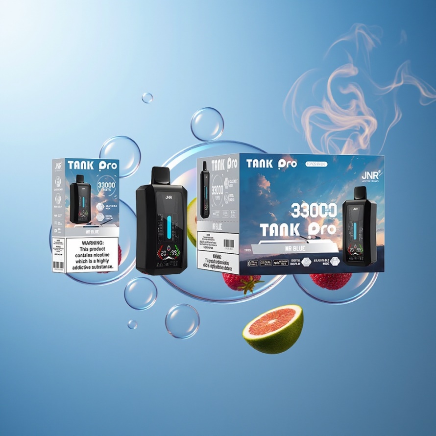 JNR Tank Pro 33000 Puffs Svensk Grossist Engångs Vape Herr Blå med 28ml e-Liquid & Digital Display