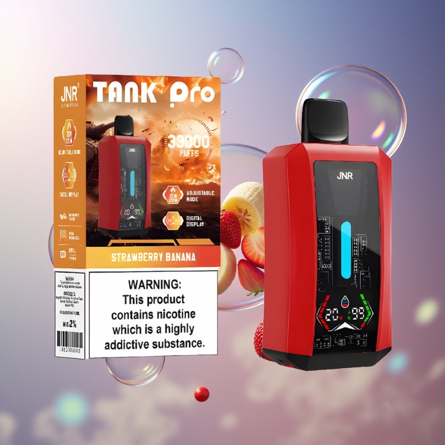JNR Tank Pro 33000 Puffs Svensk Grossist Engångs Vape Jordgubb Banan Digital Display 28ml