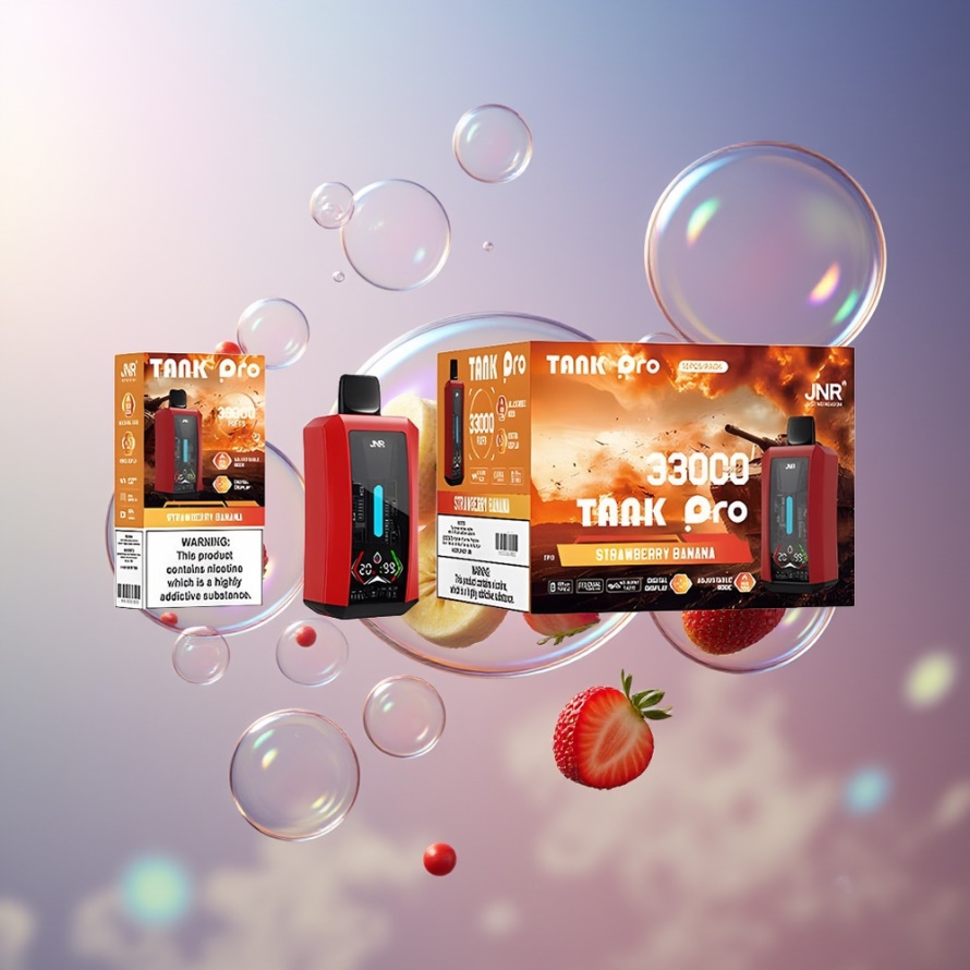 JNR Tank Pro 33000 Puffs Svensk Grossist Engångs Vape Jordgubb Banan Digital Display 28ml