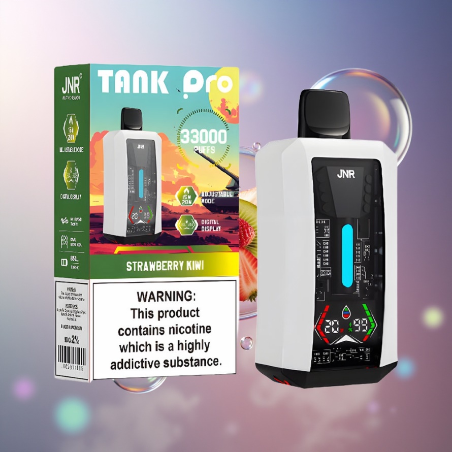JNR Tank Pro 33000 Puffs Svensk Grossist Engångs Vape Jordgubb Kiwi Digital Display Dual Mesh Coil