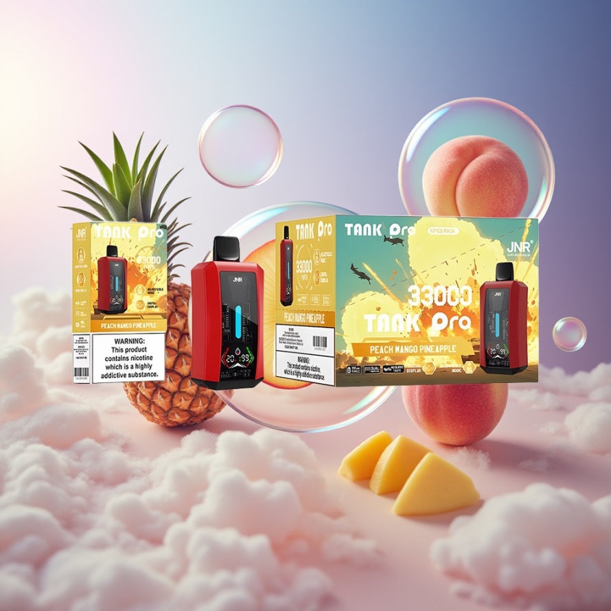 JNR Tank Pro 33000 Puffs Svensk Grossist Engångs Vape Persika Mango Ananas 28ml Dual Mesh 15W/20W