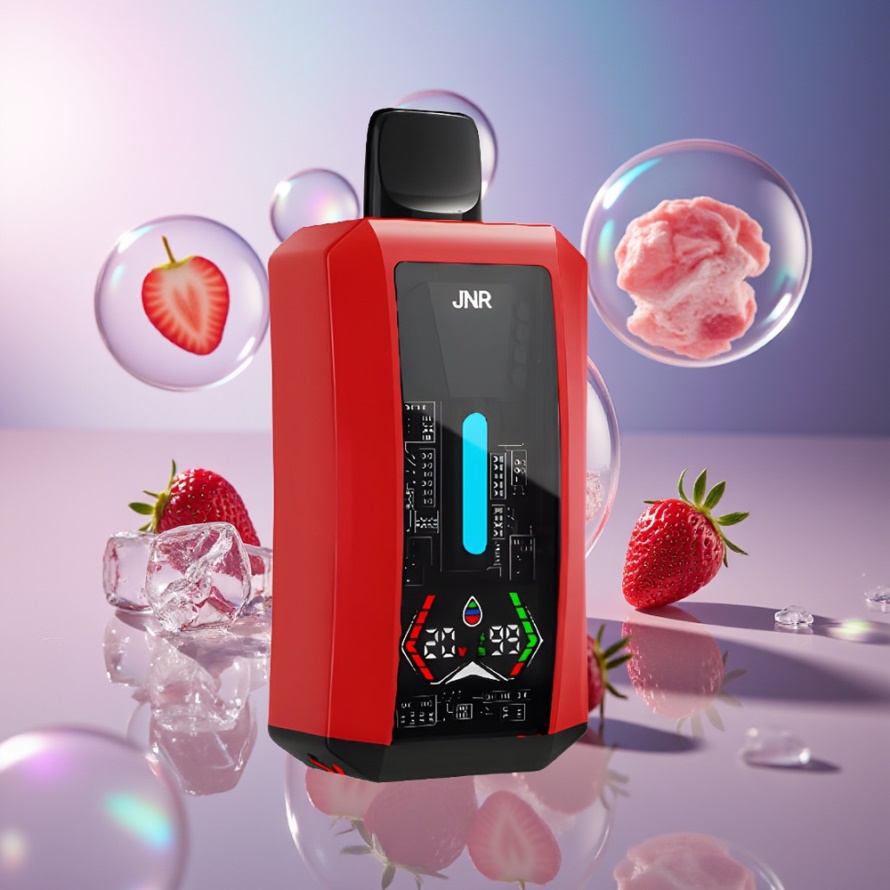 JNR Tank Pro 33000 Puffs Svensk Grossist Engångsvape Jordgubb Is 28ml Digital Display Dual Mesh Coil