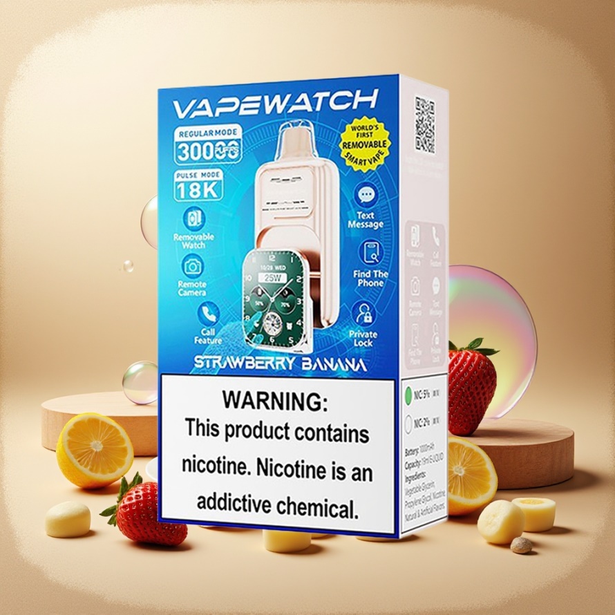 JNR VapeWatch 30000 PuffsEngångs Vape Jordgubb Banan 1000mAh 19mL svensk grossist