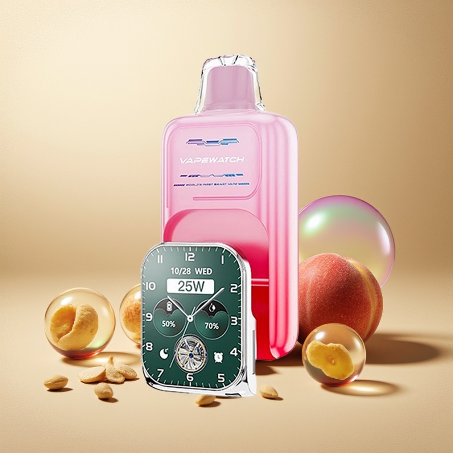 JNR VapeWatch 30000 Puffs Engångsvape Georgia Persika 1000mAh Type-C Svensk Grossist