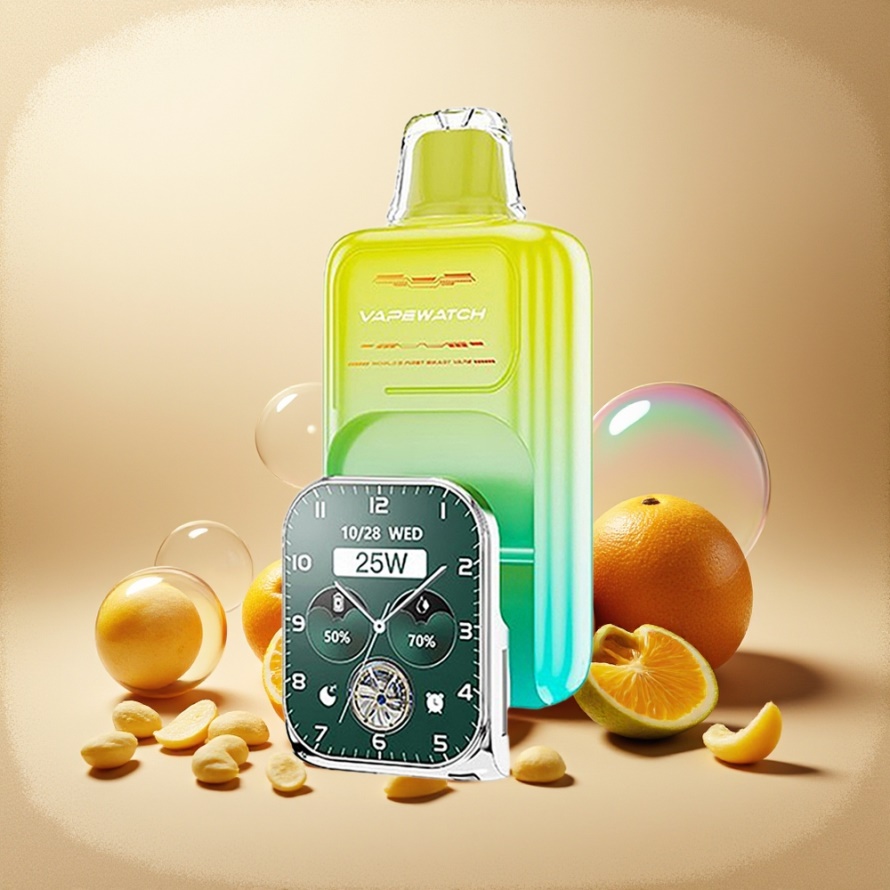 JNR VapeWatch 30000 Puffs Svensk GrossistEngångs Vape Apelsin Mango Dual Mesh Coil 19mL 5% Nikotin Type-C
