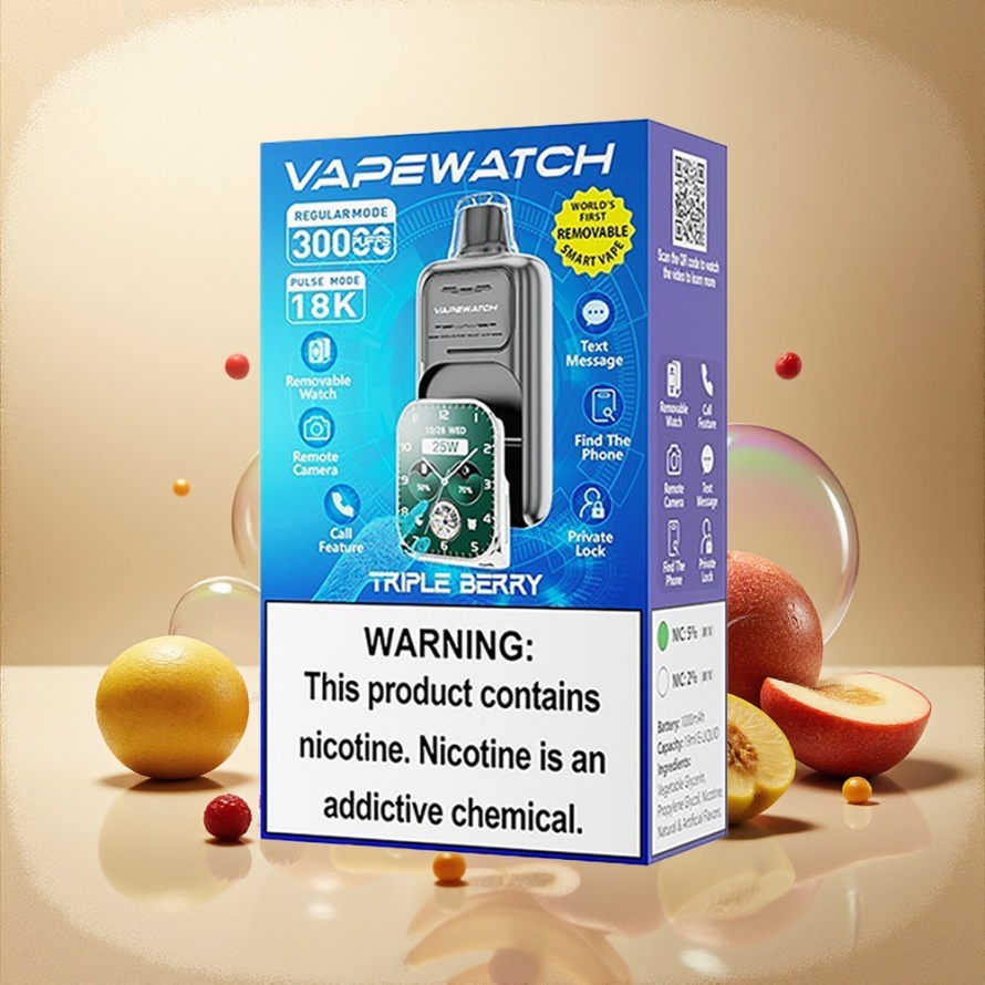 JNR VapeWatch 30000 Puffs Svensk GrossistEngångs Vape Trippelbär med 1000mAh & 19mL