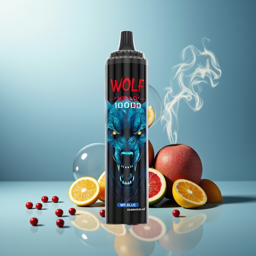 JNR Wolf Niplo 10000 PuffsEngångs Vape Herr Blå – Svensk Grossist – 1.0 Ohm Mesh Coil, 650mAh, 20ml, Typ-C