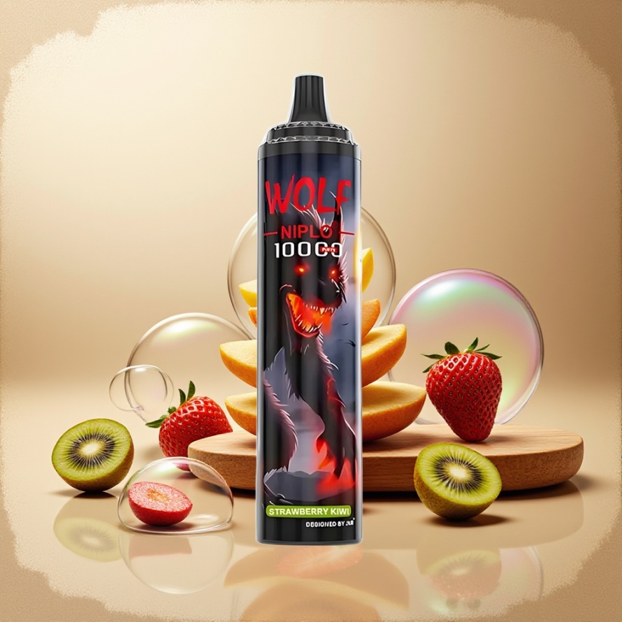 JNR Wolf Niplo 10000 PuffsEngångs Vape Jordgubbe Kiwi svensk grossist 1.0 Ohm Mesh 650mAh 20ml Type-C