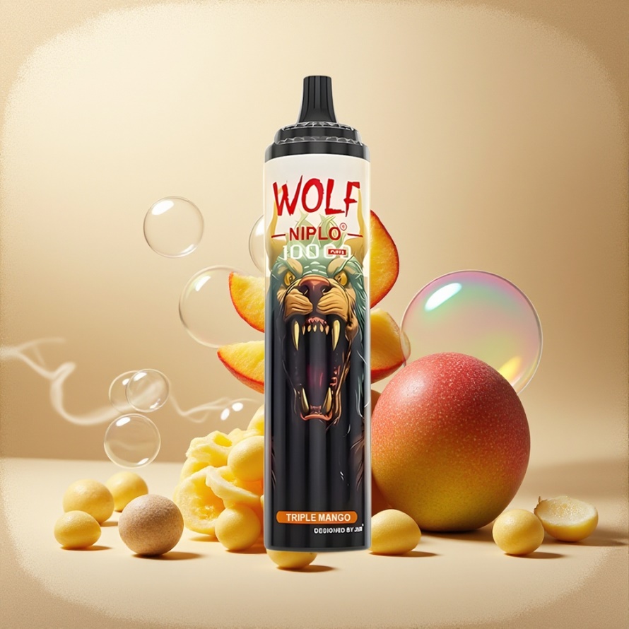 JNR Wolf Niplo 10000 PuffsEngångs Vape Triple Mango (1.0 Ohm Mesh, 650mAh, 20ml, 0%/2%/5% Nikotin, Type-C) svensk grossist