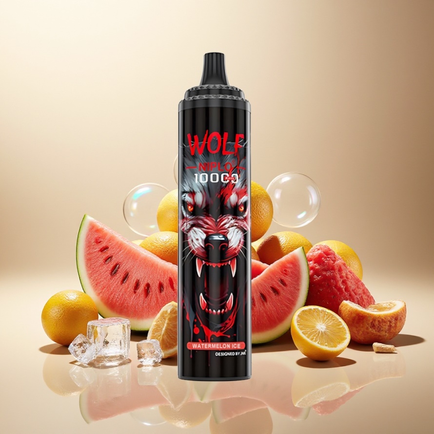 JNR Wolf Niplo 10000 PuffsEngångs Vape Vattenmelon Is 1.0 Ohm Mesh 650mAh 20ml Type-C svensk grossist