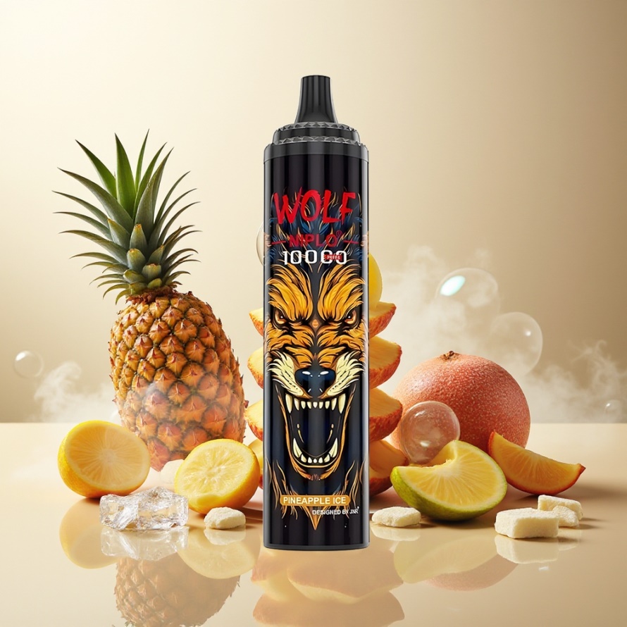 JNR Wolf Niplo 10000 Puffs Svensk GrossistEngångs Vape Ananas Is 1.0 Ohm Mesh 650mAh 20ml Type-C