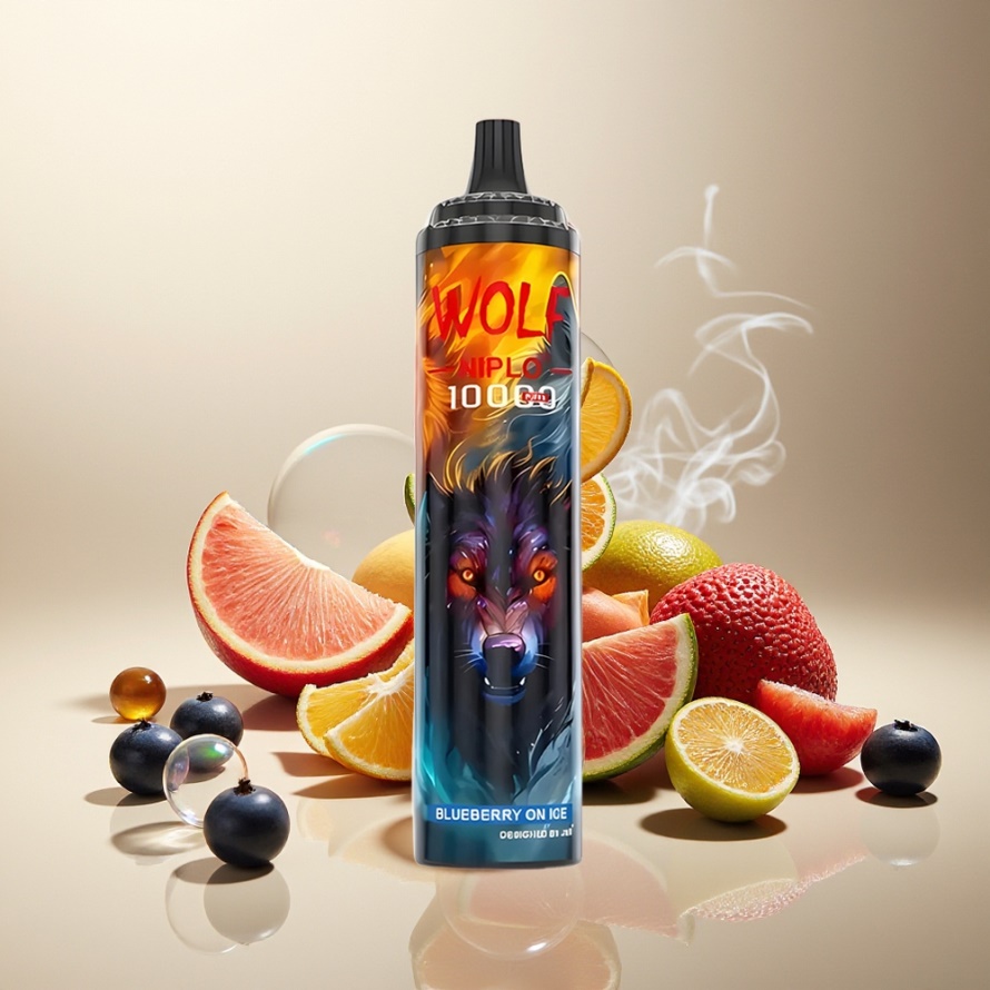 JNR Wolf Niplo 10000 Puffs Svensk GrossistEngångs Vape Blåbär På Is med 1.0 Ohm Mesh Coil, 650mAh, 20ml, Type-C