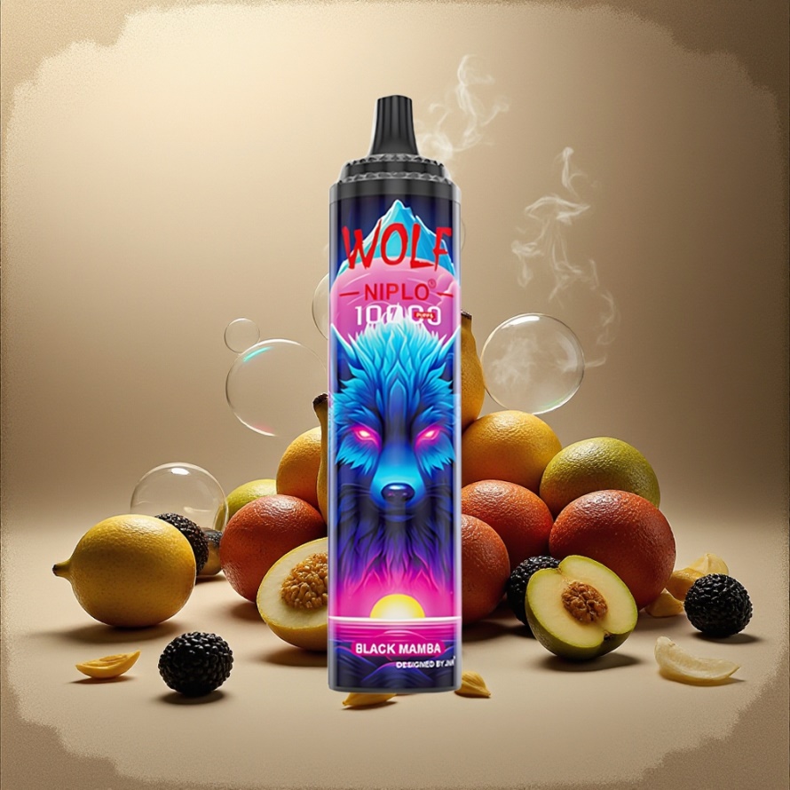 JNR Wolf Niplo 10000 Puffs Svensk GrossistEngångs Vape Svart Mamba 1.0 Ohm Mesh 20ml Type-C