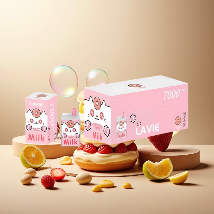 LAVIE Milk 7000 Puffs Svensk GrossistEngångs Vape Jordgubbsmunk 16ML 600mAh Typ C