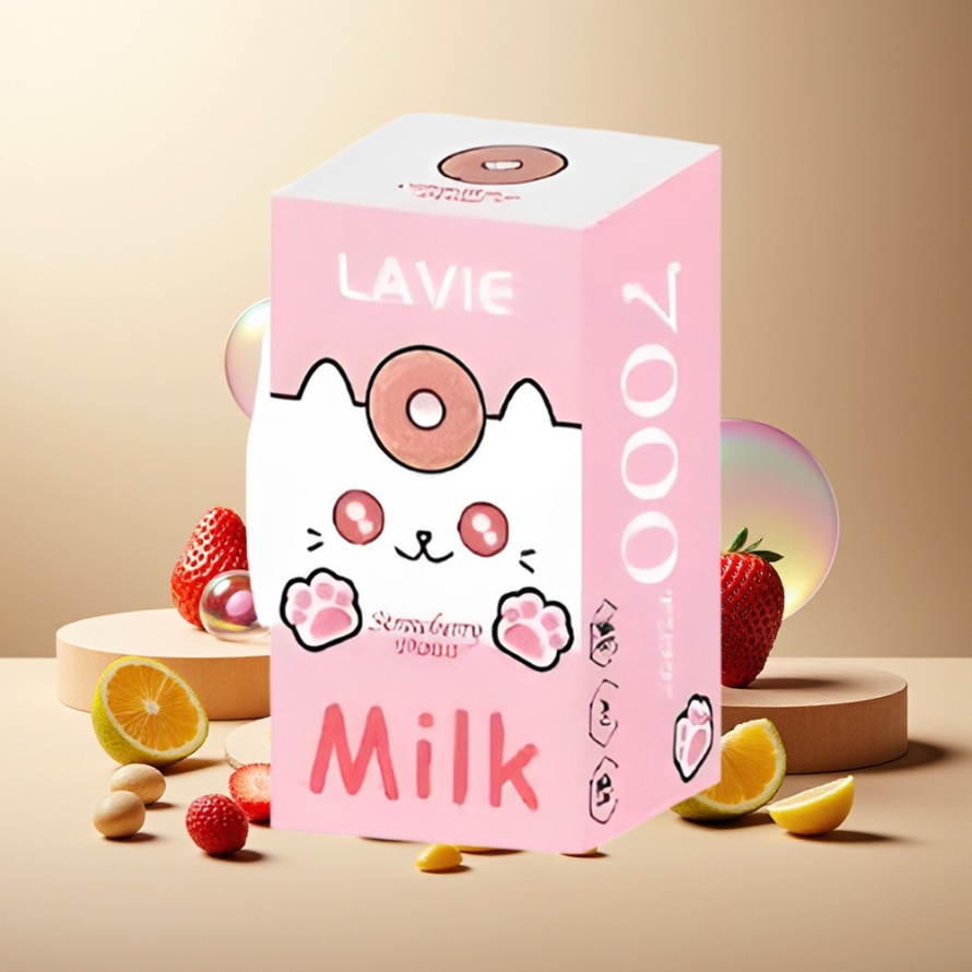 LAVIE Milk 7000 Puffs Svensk GrossistEngångs Vape Jordgubbsmunk 16ML 600mAh Typ C