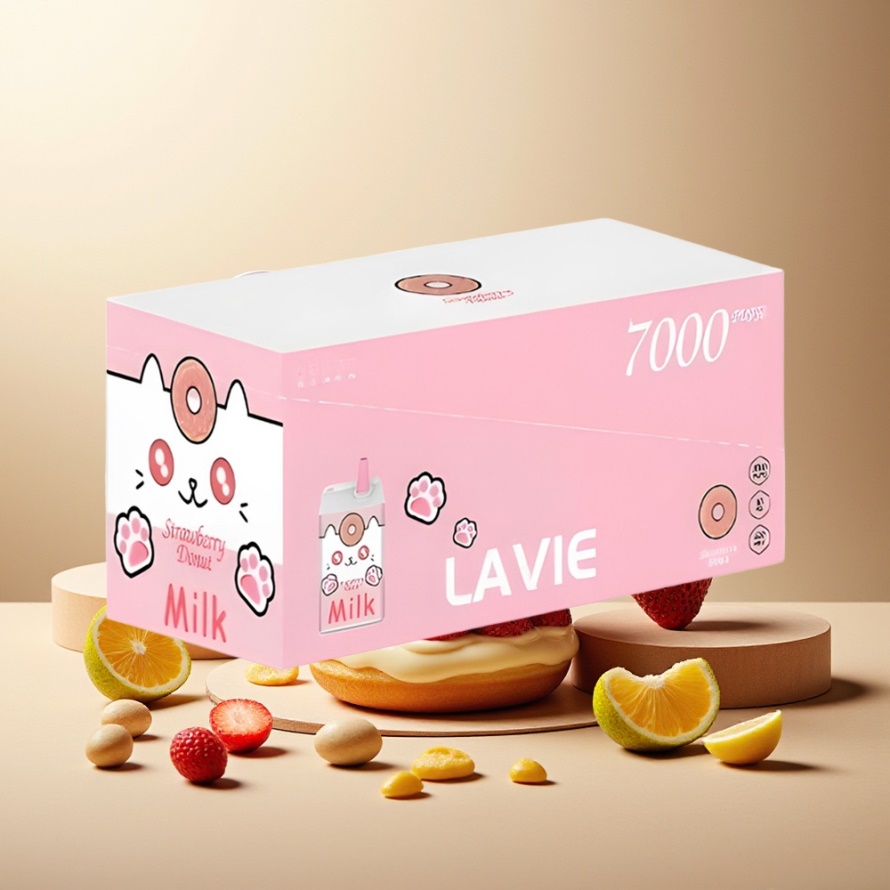 LAVIE Milk 7000 Puffs Svensk GrossistEngångs Vape Jordgubbsmunk 16ML 600mAh Typ C