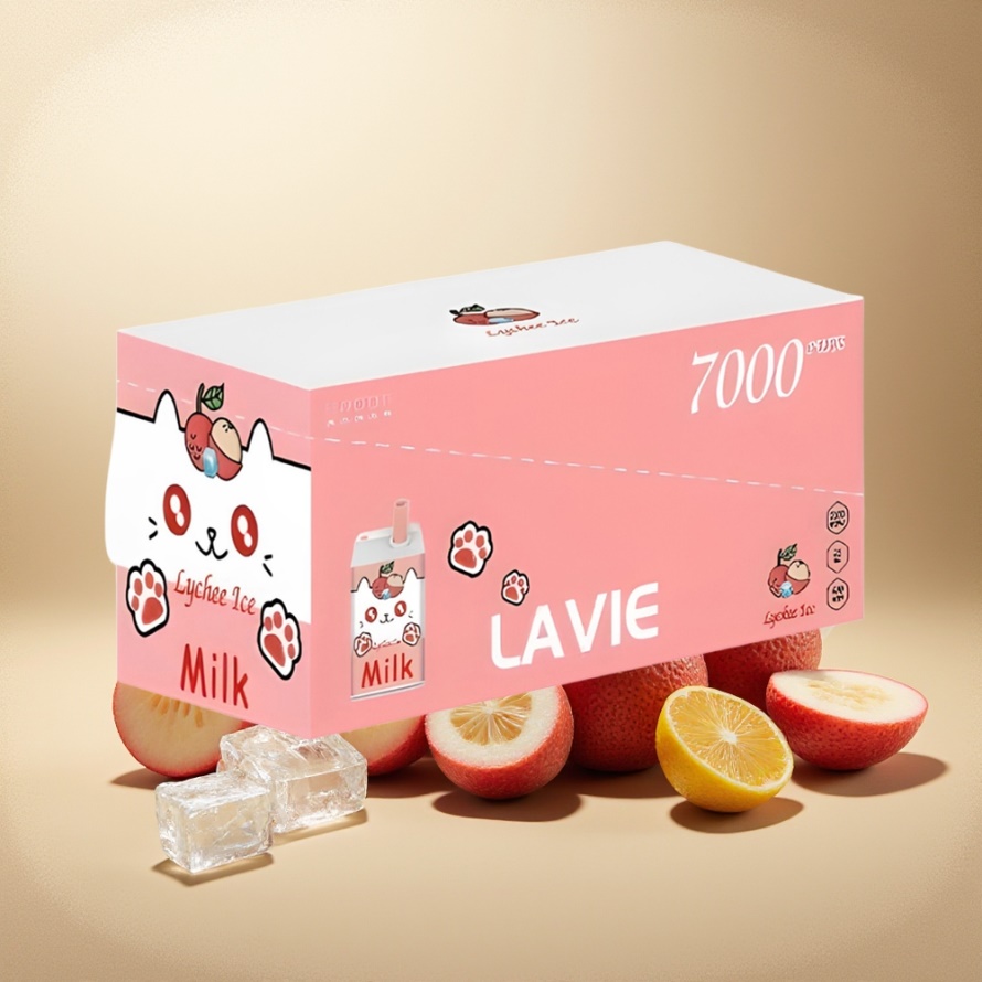 LAVIE Milk 7000 Puffs Svensk GrossistEngångs Vape Litchi Is 16ML 600mAh Typ C