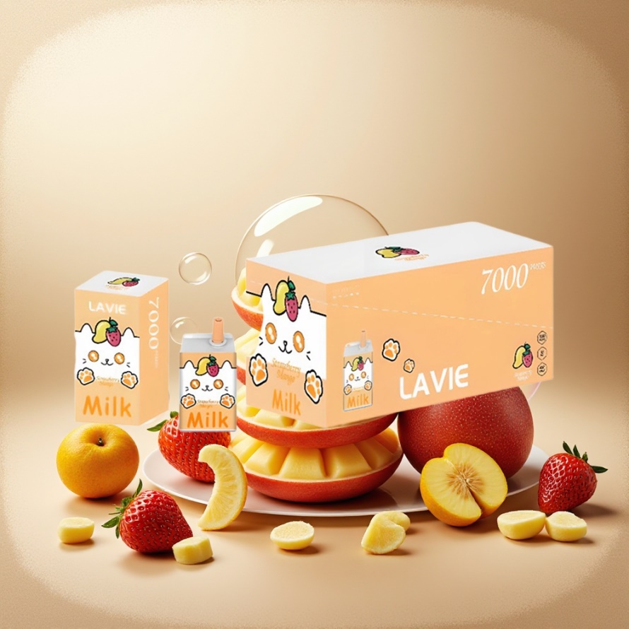 Lavie Milk 7000 Puffs Svensk GrossistEngångs Vape Jordgubb Mango 16ML 600mAh Typ C