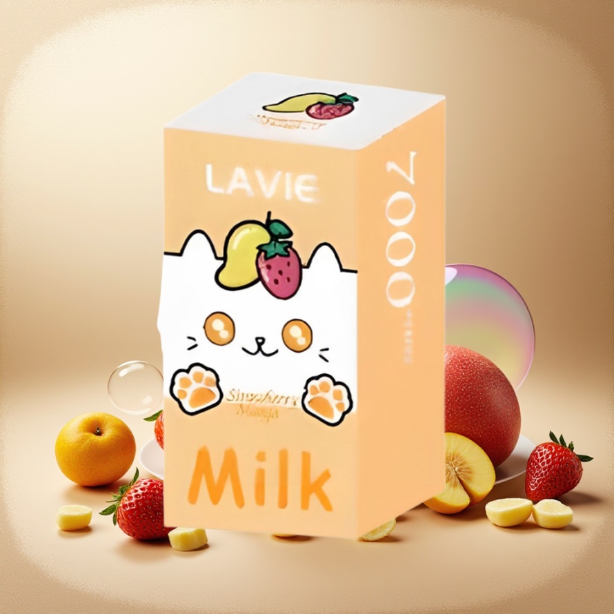 Lavie Milk 7000 Puffs Svensk GrossistEngångs Vape Jordgubb Mango 16ML 600mAh Typ C