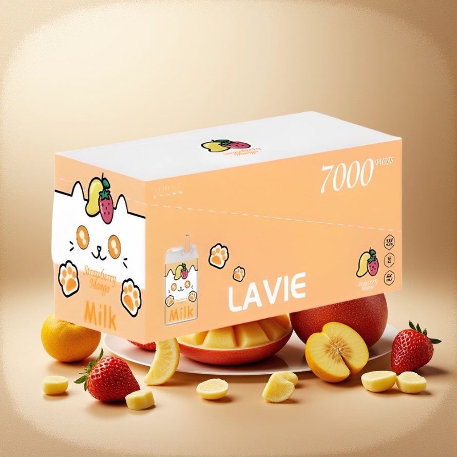 Lavie Milk 7000 Puffs Svensk GrossistEngångs Vape Jordgubb Mango 16ML 600mAh Typ C