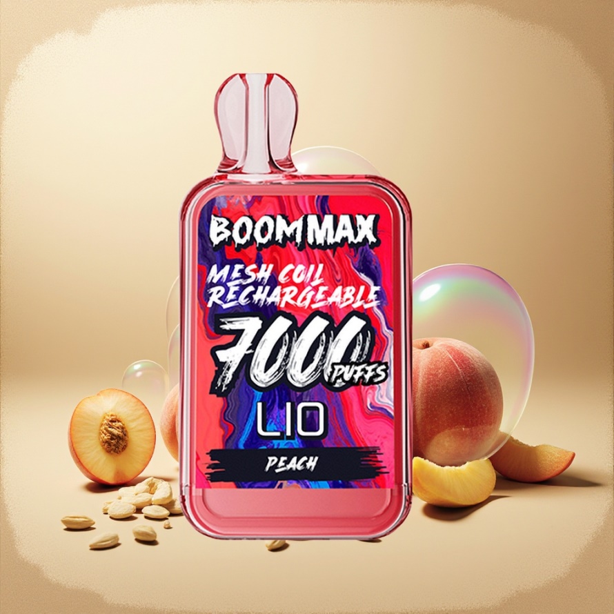 LIO BOOM MAX 7000 PuffsEngångs Vape Persika (15ml, 650mAh, Type-C) svensk grossist
