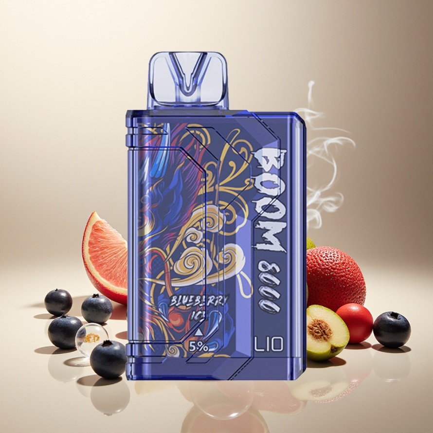 LIO BOOM PRO 8000 PuffsEngångs Vape Blåbärsfläkt 15ml 5% Nikotin svensk grossist
