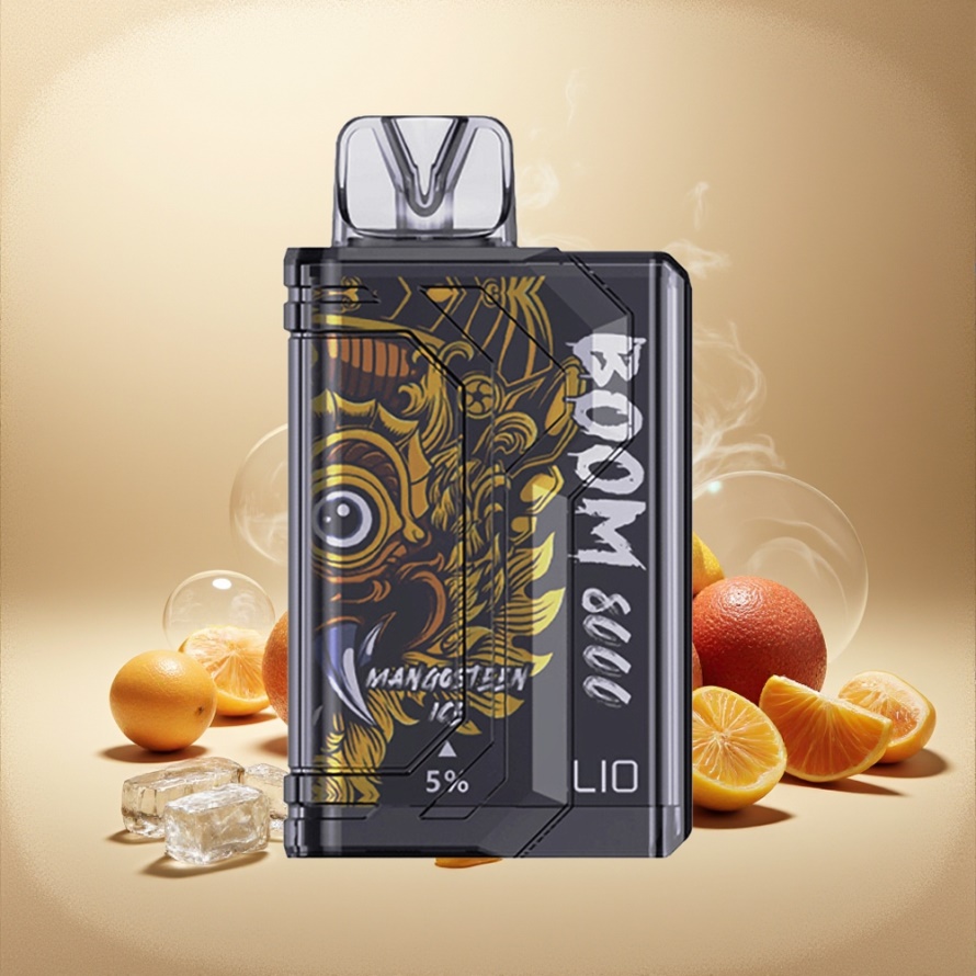 LIO BOOM PRO 8000 Puffs Svensk GrossistEngångs Vape Mangosteen Is 15ml 5% Nikotin Mesh Coil