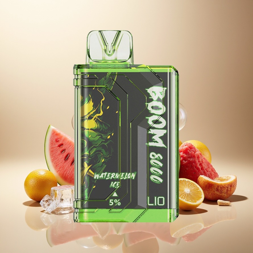 LIO BOOM PRO 8000 Puffs Svensk GrossistEngångs Vape Vattenmelon Is 15ml 5% Nikotin Mesh Coil