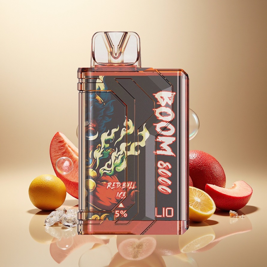 LIO BOOM PRO 8000 Puffs Svensk Grossist Engångs Vape Red Bull Is 15ml 5% Nikotin Mesh Coil