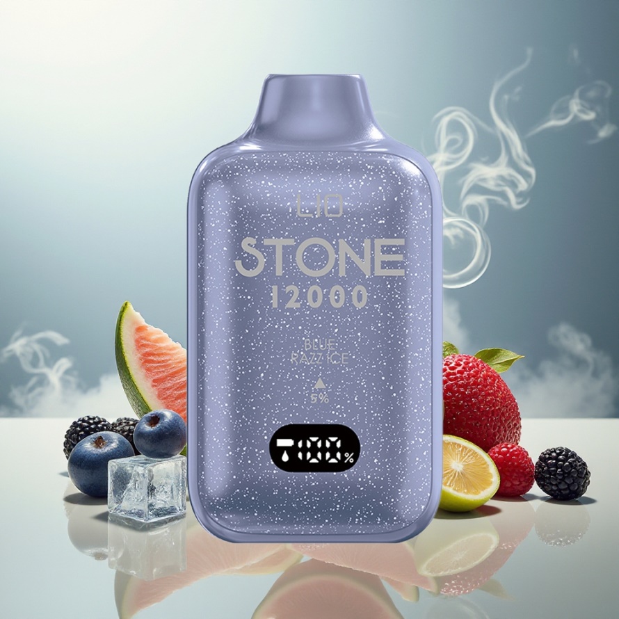 LIO Stone 12000 PuffsEngångs Vape Blå Hallon Is 18ML 550mAh svensk grossist