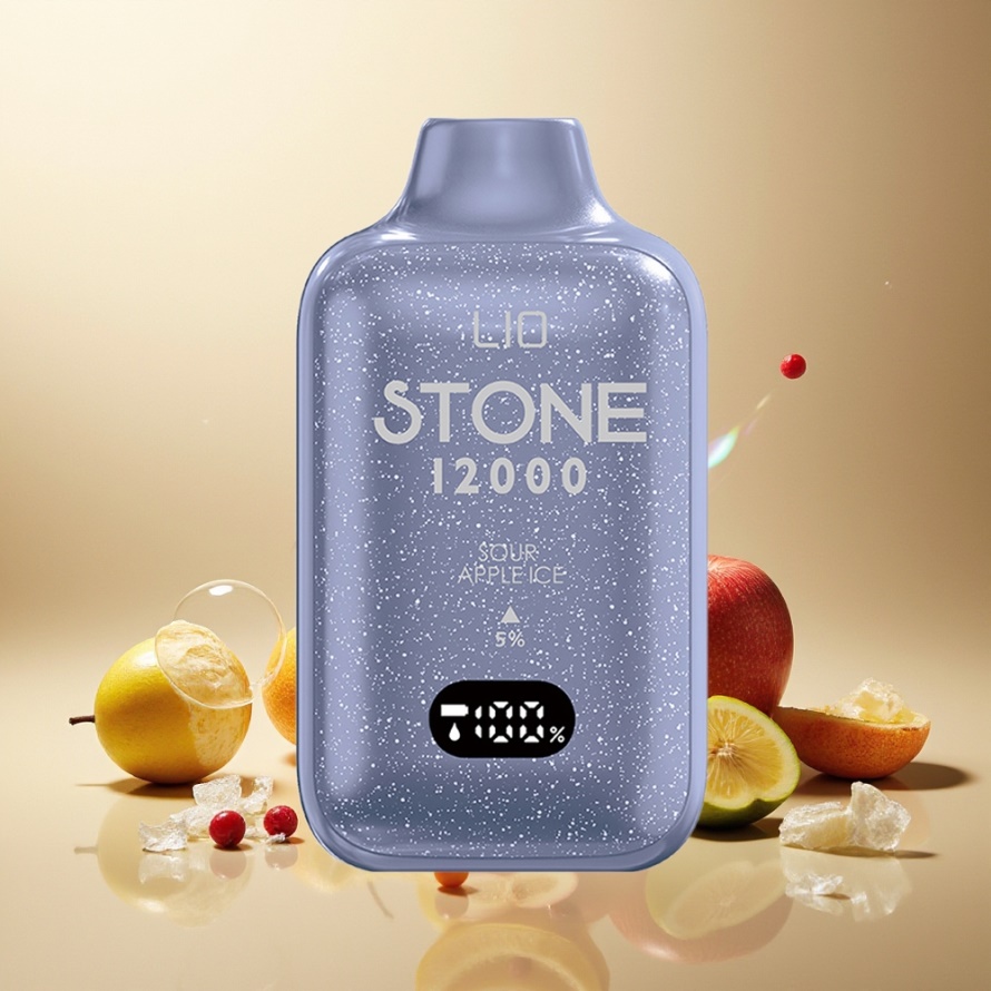 LIO Stone 12000 PuffsEngångs Vape Suräpple Is svensk grossist 18ML 550mAh