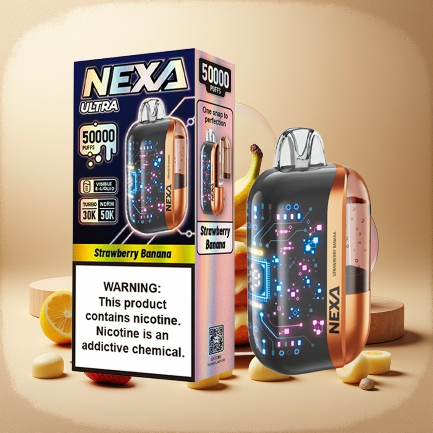 NEXA Ultra 50000 Puffs Engångs Vape Jordgubb Banan 20ml 800mah 5% svensk grossist