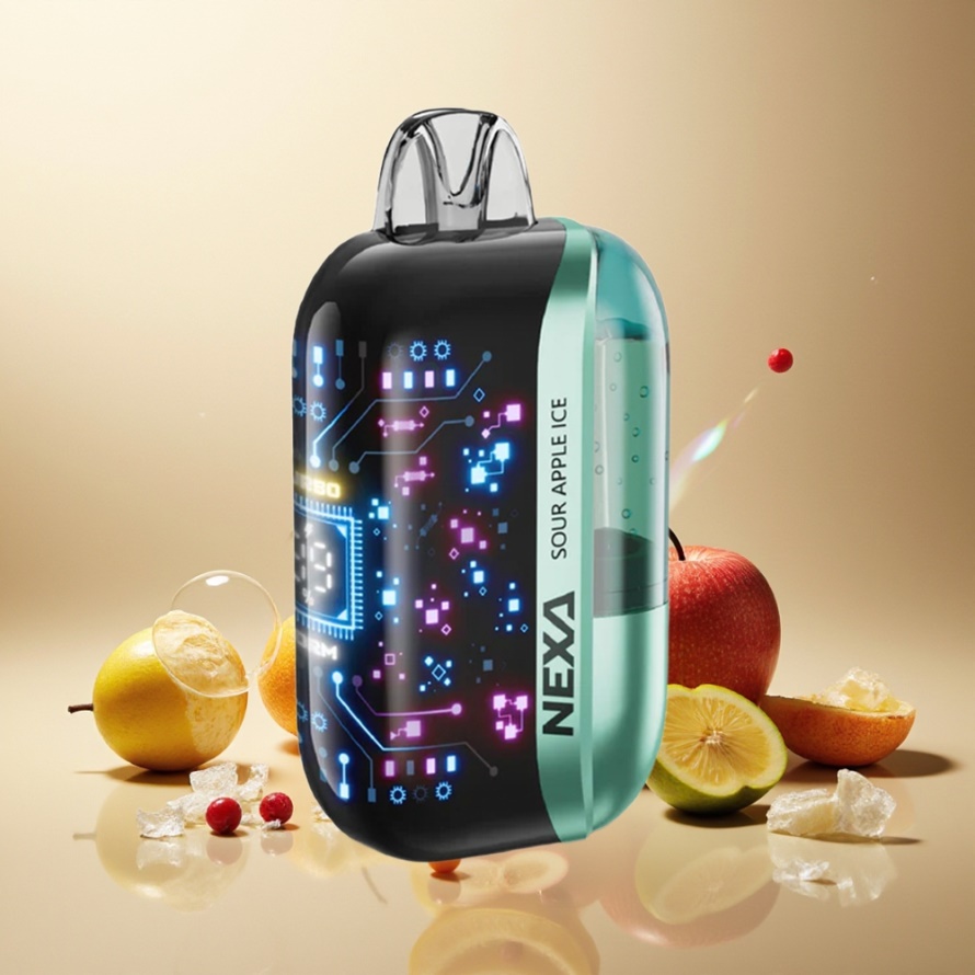 NEXA Ultra 50000 Puffs Engångs Vape Suräpple Is, 20ml 800mAh 5% Nikotin 0.9ohm Dual Mesh, svensk grossist